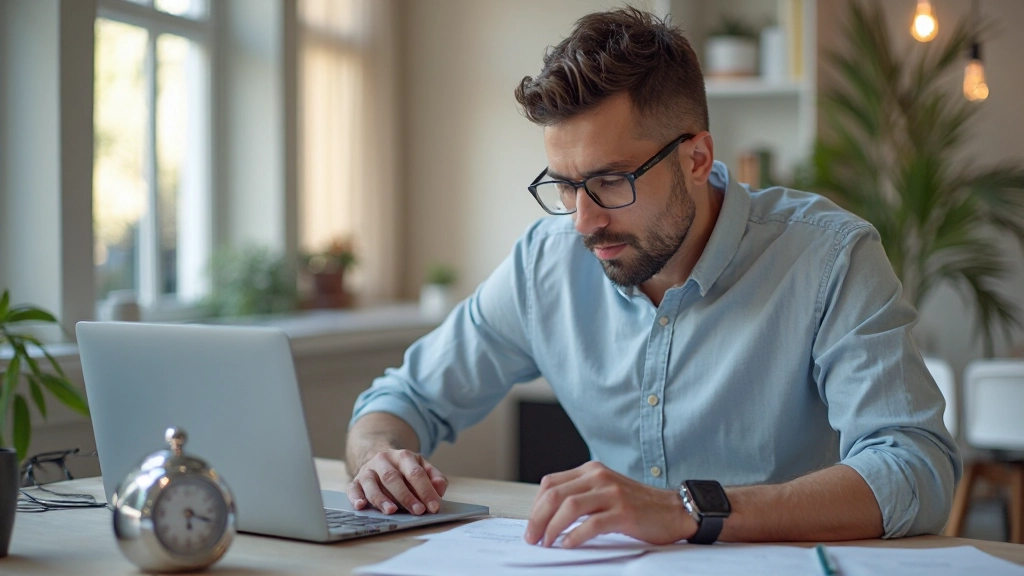 Рабочий стол с таймером Помодоро и ноутбуком