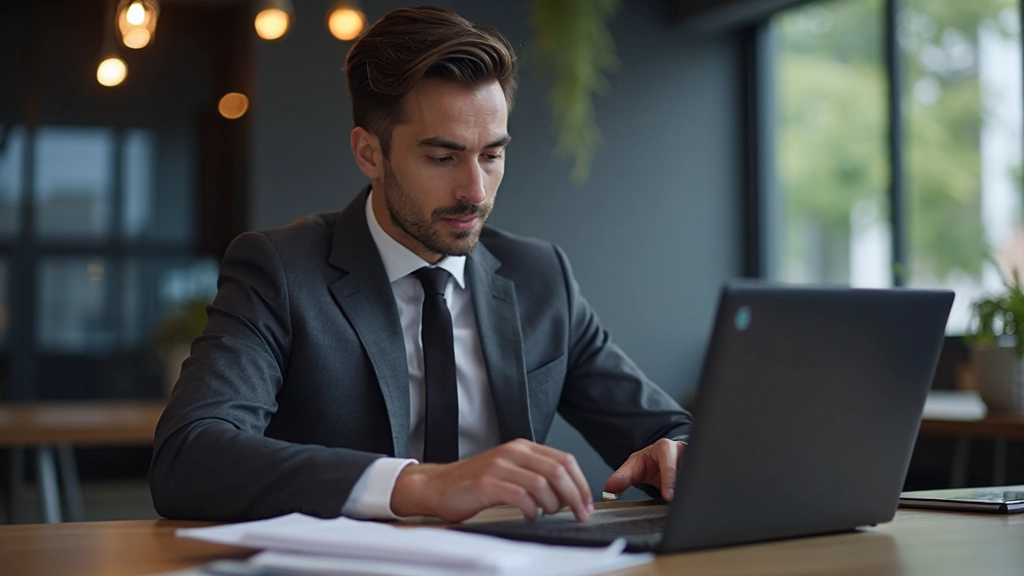 Деловой человек анализирует данные на рабочем месте